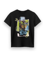 Vanilla Underground Leo Black Boys 100% Cotton Teenage Mutant Ninja Turtles T-Shirt - Image 1 of 6