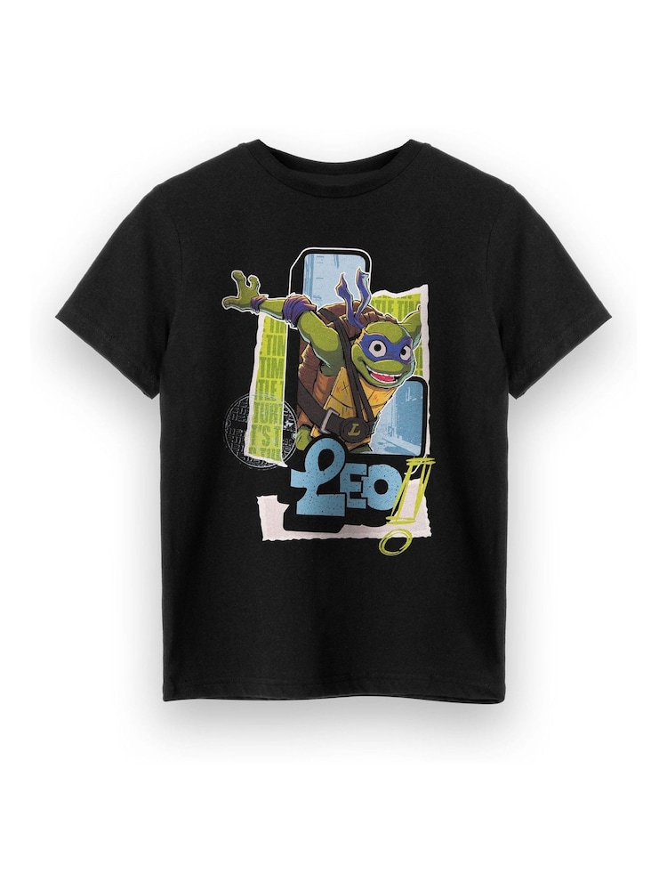 Vanilla Underground Leo Black Boys 100% Cotton Teenage Mutant Ninja Turtles T-Shirt - Image 1 of 6