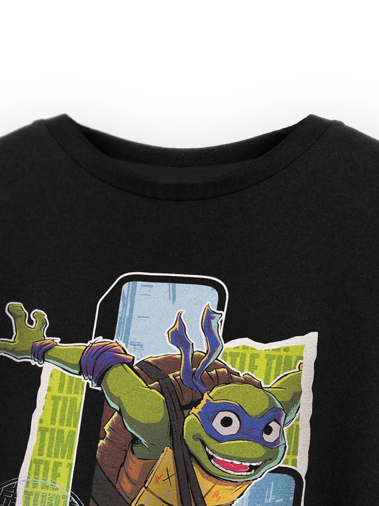 Vanilla Underground Leo Black Boys 100% Cotton Teenage Mutant Ninja Turtles T-Shirt - Image 3 of 6