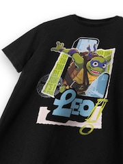 Vanilla Underground Leo Black Boys 100% Cotton Teenage Mutant Ninja Turtles T-Shirt - Image 4 of 6