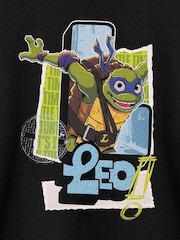Vanilla Underground Leo Black Boys 100% Cotton Teenage Mutant Ninja Turtles T-Shirt - Image 6 of 6