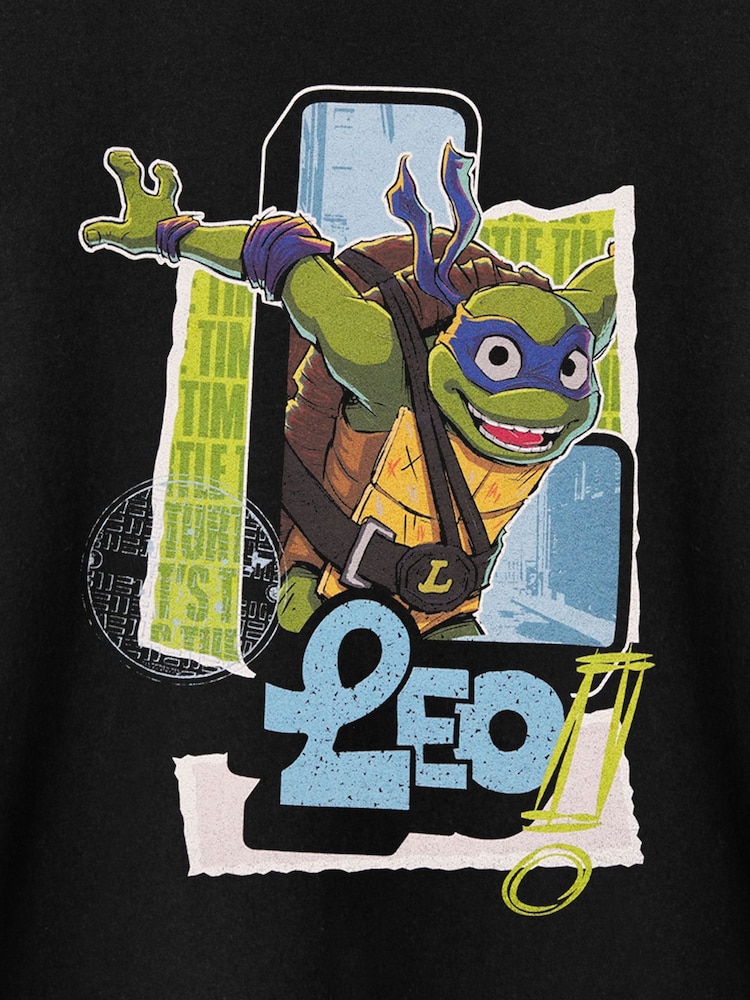 Vanilla Underground Leo Black Boys 100% Cotton Teenage Mutant Ninja Turtles T-Shirt - Image 6 of 6