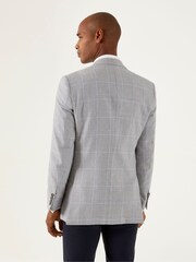 Skopes Light Grey Tailored Fit Grayson Linen Blend Check Jacket - Image 4 of 7