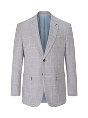 Skopes Light Grey Tailored Fit Grayson Linen Blend Check Jacket - Image 5 of 7