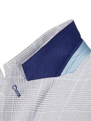 Skopes Light Grey Tailored Fit Grayson Linen Blend Check Jacket - Image 6 of 7
