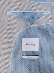 Skopes Light Grey Tailored Fit Grayson Linen Blend Check Jacket - Image 7 of 7