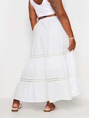 Yours Curve White Tiered Maxi 100% Cotton Skirt - Image 3 of 5