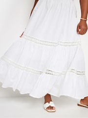 Yours Curve White Tiered Maxi 100% Cotton Skirt - Image 4 of 5