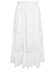 Yours Curve White Tiered Maxi 100% Cotton Skirt - Image 5 of 5