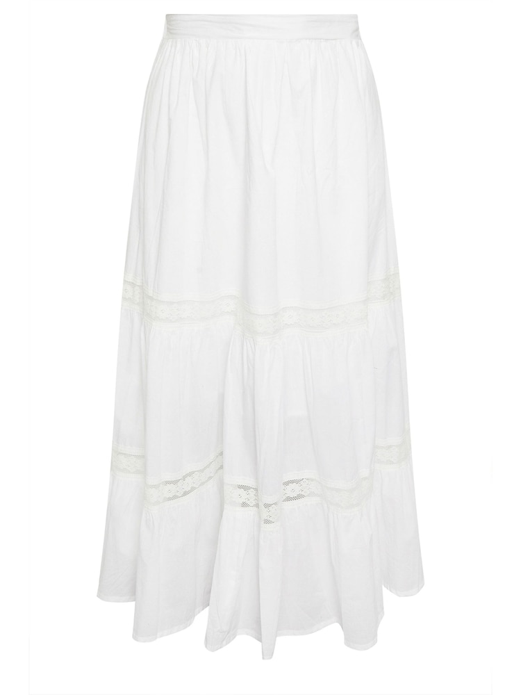 Yours Curve White Tiered Maxi 100% Cotton Skirt - Image 5 of 5