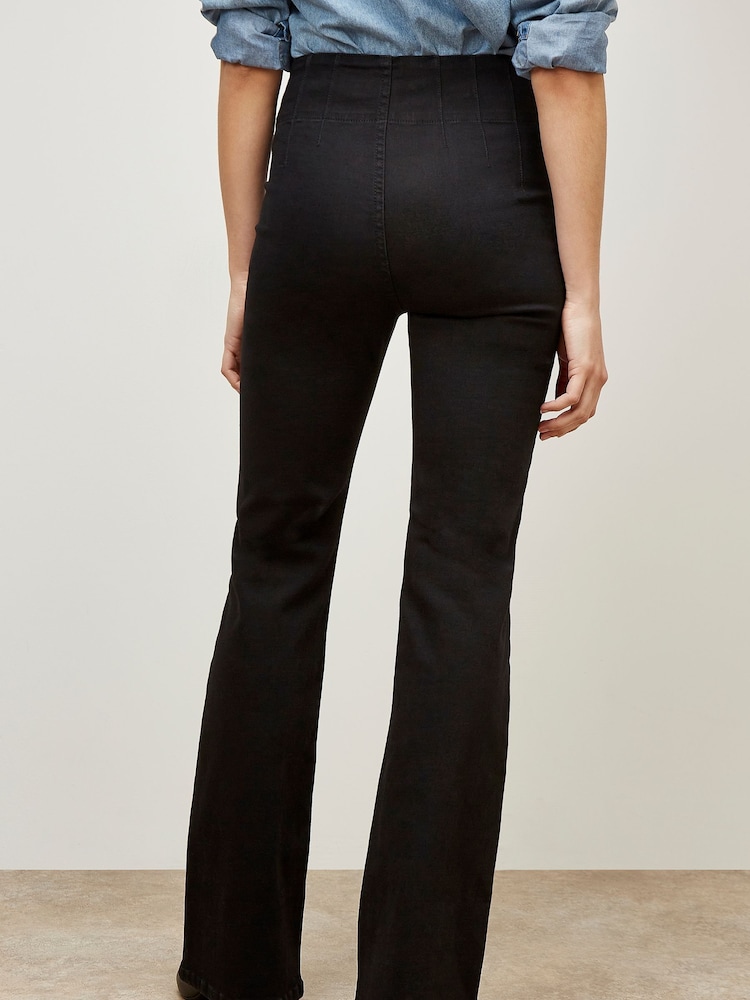 Apricot Black Rosa High Waisted Pintuck Flare Trousers - Image 4 of 4