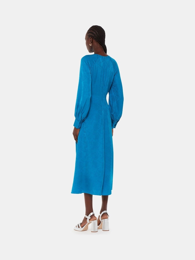 Whistles Blue Serpent Jacquard Midi Dress - Image 2 of 5