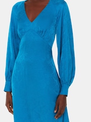Whistles Blue Serpent Jacquard Midi Dress - Image 3 of 5