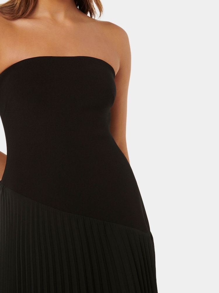 Forever New Black Capri Strapless Pleated Midi Dress - Image 2 of 4 Forever New Black Capri Strapless Pleated Midi Dress - Image 2 of 4
