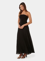 Forever New Black Capri Strapless Pleated Midi Dress - Image 3 of 4