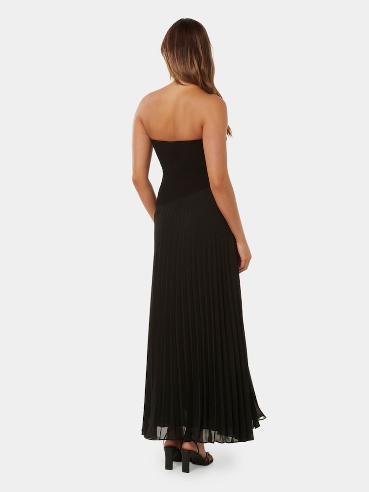 Forever New Black Capri Strapless Pleated Midi Dress - Image 4 of 4