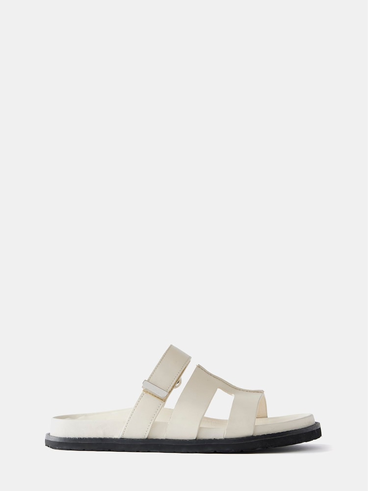 Mint Velvet Cream Leather Chunky Sandals - Image 1 of 3