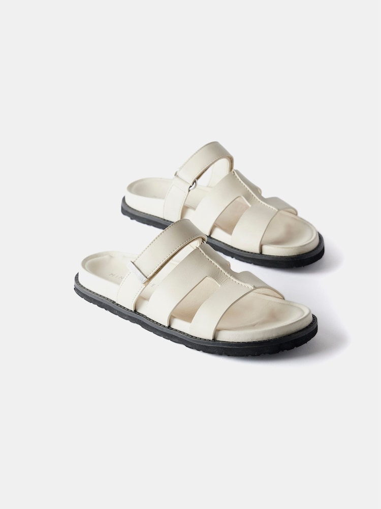 Mint Velvet Cream Leather Chunky Sandals - Image 2 of 3
