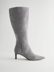 Grey Leather Forever Comfort® Knee High Skinny Heeled Boots - Image 5 of 8