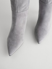 Grey Leather Forever Comfort® Knee High Skinny Heeled Boots - Image 7 of 8