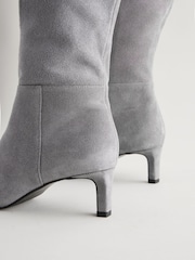 Grey Leather Forever Comfort® Knee High Skinny Heeled Boots - Image 8 of 8