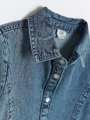 River Island Blue Girls Kilt Shirt Dress - Image 2 of 3