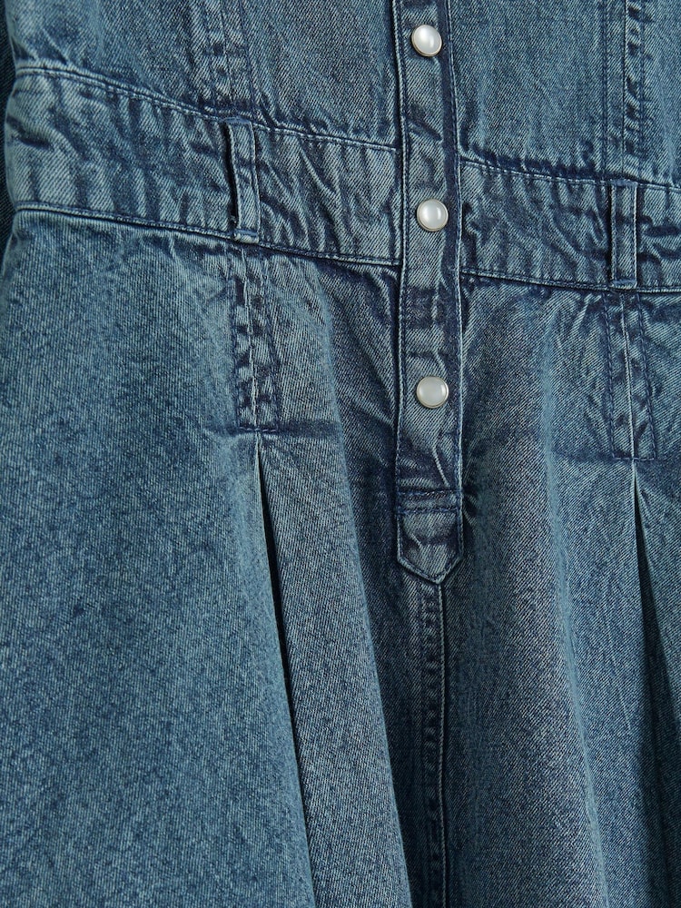 River Island Blue Girls Kilt Shirt Dress - Image 3 of 3