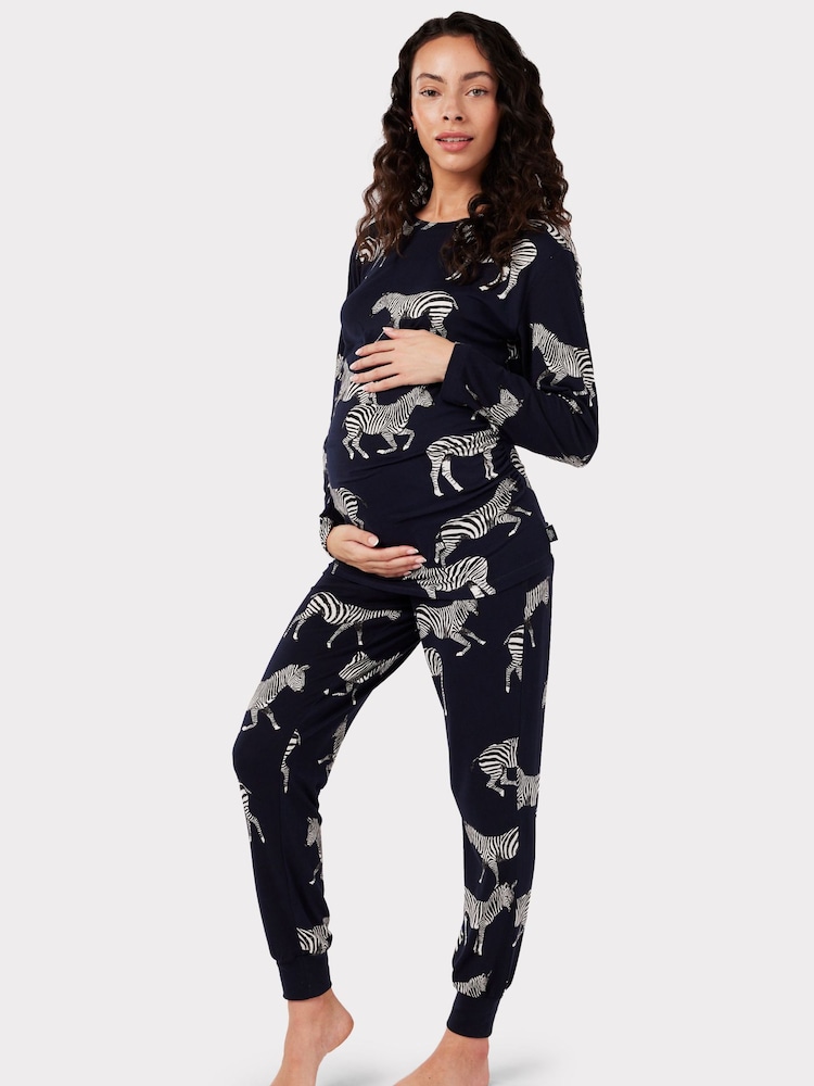 Conjunto de pijama clásico de cebra azul marino de Chelsea Peers - Imagen 1 de 5 Conjunto de pijama clásico de cebra azul marino de Chelsea Peers - Imagen 1 de 5