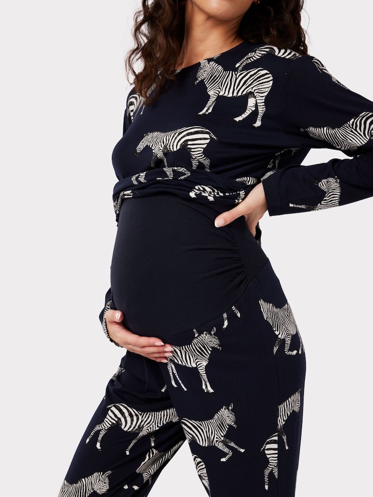 Conjunto de pijama clásico de cebra azul marino de Chelsea Peers - Imagen 2 de 5