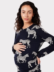 Conjunto de pijama clásico de cebra azul marino de Chelsea Peers - Imagen 4 de 5