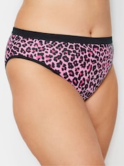 Yours Curve Pink Leopard Print High Leg Knickers 5 Pack - Image 2 of 5