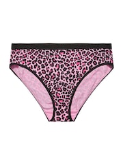 Yours Curve Pink Leopard Print High Leg Knickers 5 Pack - Image 4 of 5