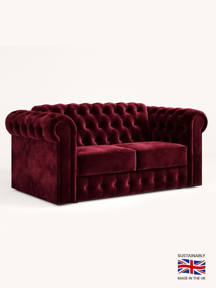 Jay-Be Luxe Velvet Shiraz Red Chesterfield 2 Seater Sofa Bed - Image 2 of 6