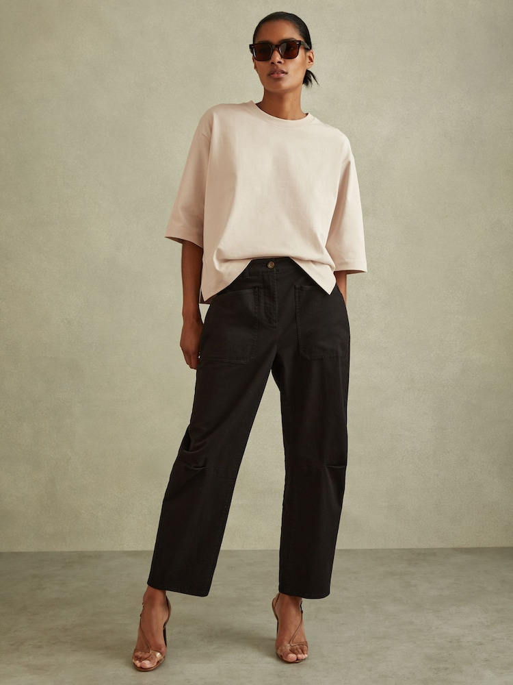Reiss Stone Cassie Oversized Cotton Crew Neck T-Shirt - Image 1 of 5 Reiss Stone Cassie Oversized Cotton Crew Neck T-Shirt - Image 1 of 5