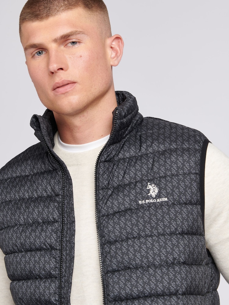 U.S. Polo Assn. Black Monogram Mens Quilted Gilet - Image 2 of 7