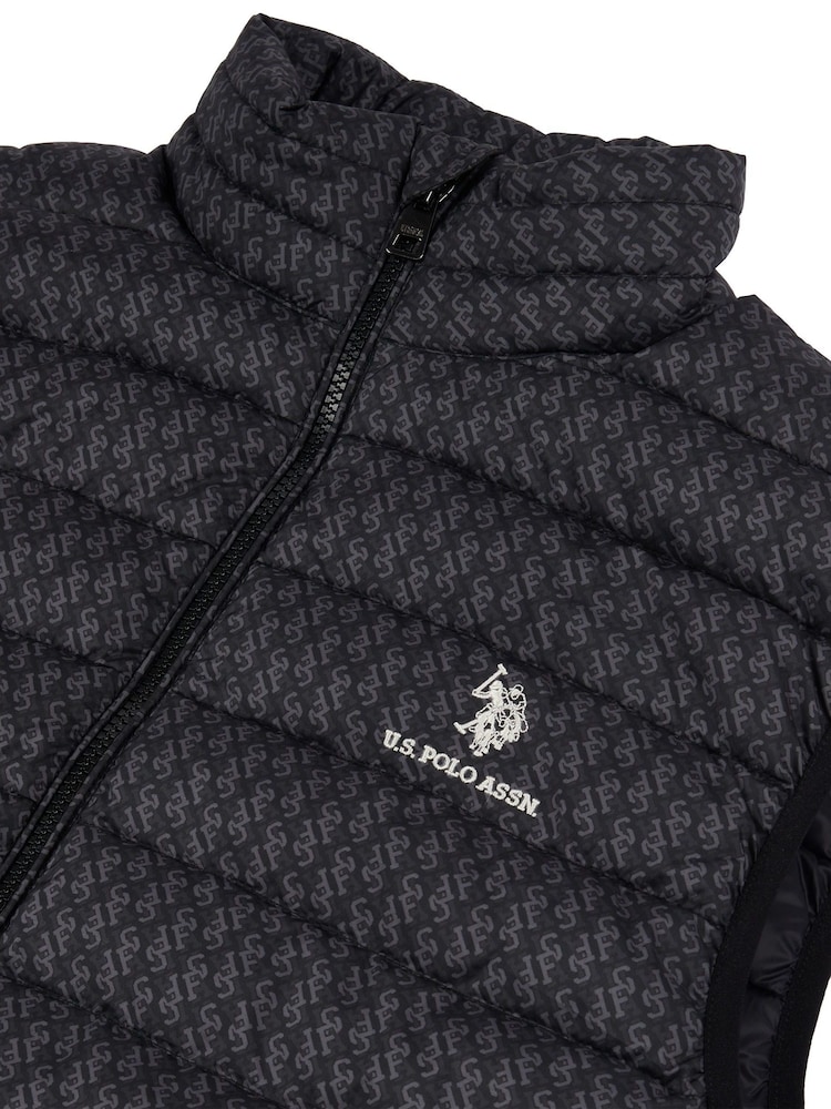 U.S. Polo Assn. Black Monogram Mens Quilted Gilet - Image 7 of 7