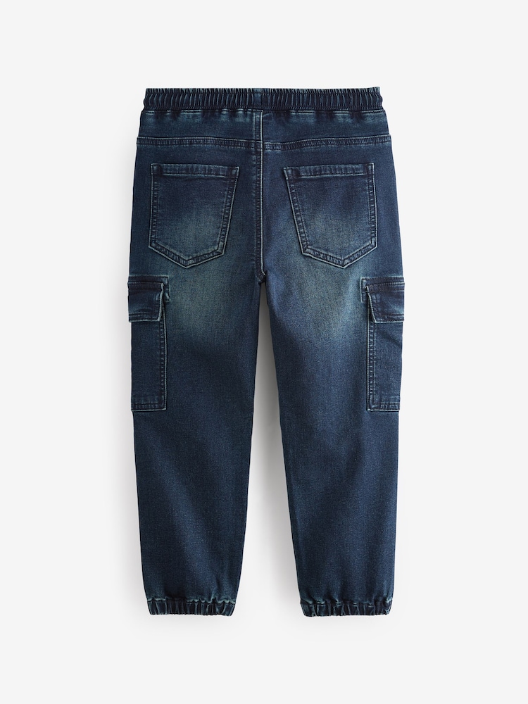 Inky Blue Cargo Jeans With Elasticated Waist (3-16yrs) - Image 2 of 5 Inky Blue Cargo Jeans With Elasticated Waist (3-16yrs) - Image 2 of 5