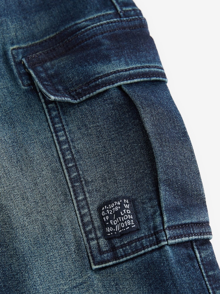 Inky Blue Cargo Jeans With Elasticated Waist (3-16yrs) - Image 5 of 5