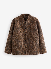 Leopard - Lange, angeraute Bomberjacke mit Print - Bild 5 von 8