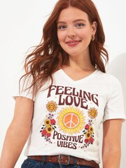 Joe Browns White Positive Vibes Affirmation Slogan Crew Neck Graphic T-Shirt - Image 4 of 5