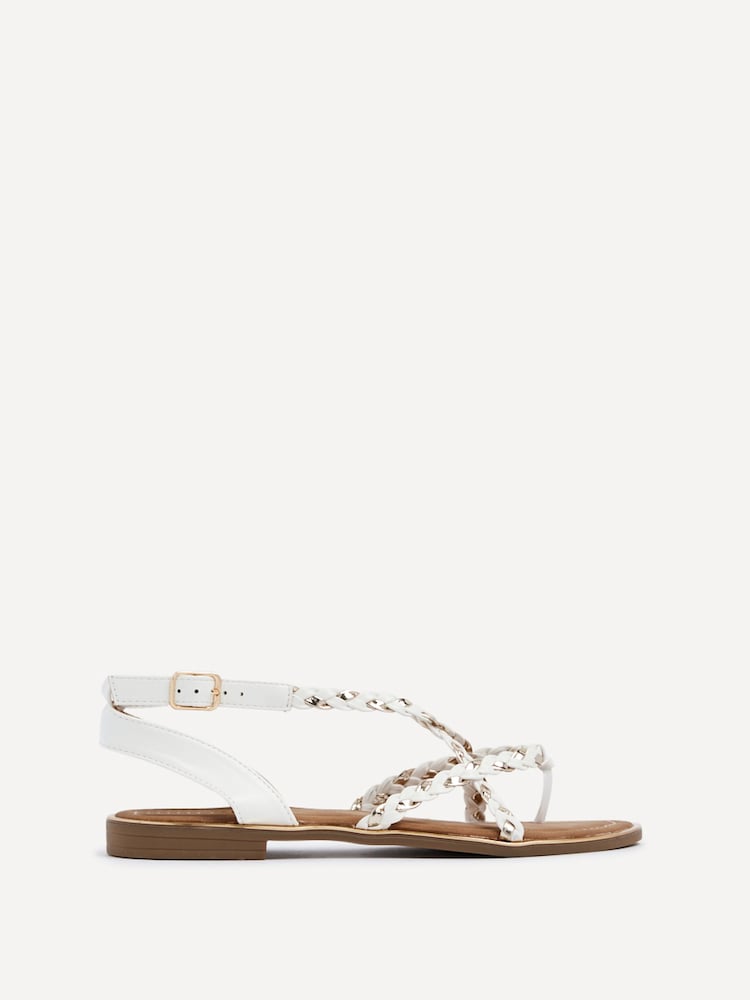 Linzi White Nova Plaited Gladiator Sandals - Image 2 of 5 Linzi White Nova Plaited Gladiator Sandals - Image 2 of 5