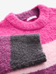 Pink Stripe Boucle Knitted Crew Neck Jumper - Image 6 of 7