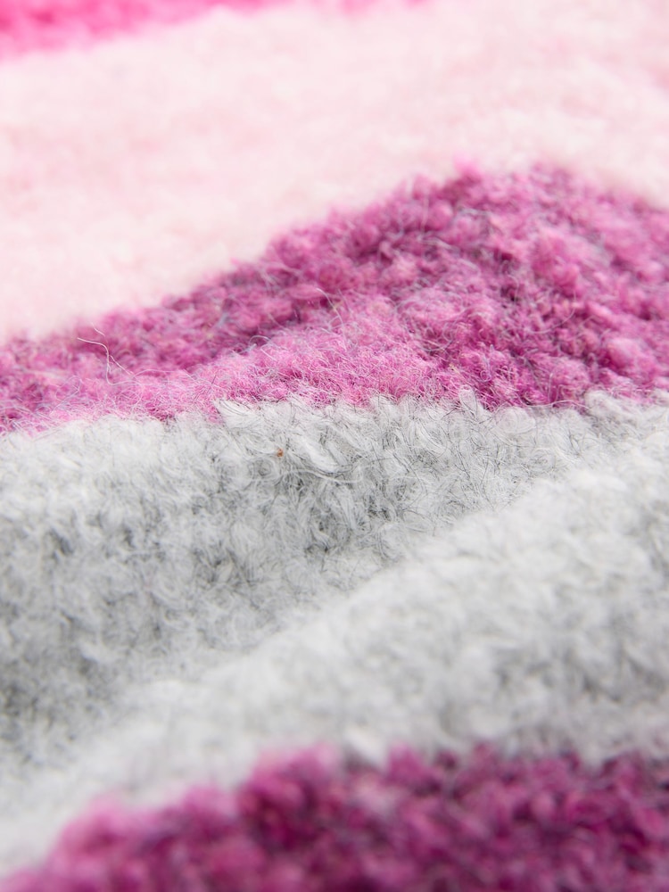 Pink Stripe Boucle Knitted Crew Neck Jumper - Image 7 of 7