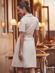 Sosandar Natural Denim Belted Utility Dress - Image 3 of 5