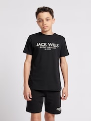 Jack Wills Black Boys Regular Fit Carnaby 100% Cotton T-Shirt - Image 1 of 7