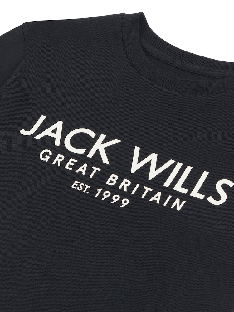 Jack Wills Black Boys Regular Fit Carnaby 100% Cotton T-Shirt - Image 7 of 7