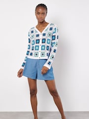 Apricot Blue Granny Squares Crochet Cardigan - Image 2 of 4
