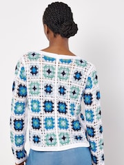 Apricot Blue Granny Squares Crochet Cardigan - Image 4 of 4