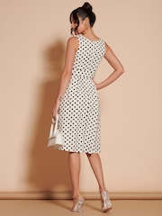 Jolie Moi Cream 1950's Inspired Belted Swing Dress - Image 2 of 6