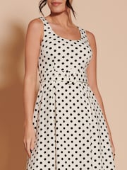 Jolie Moi Cream 1950's Inspired Belted Swing Dress - Image 3 of 6